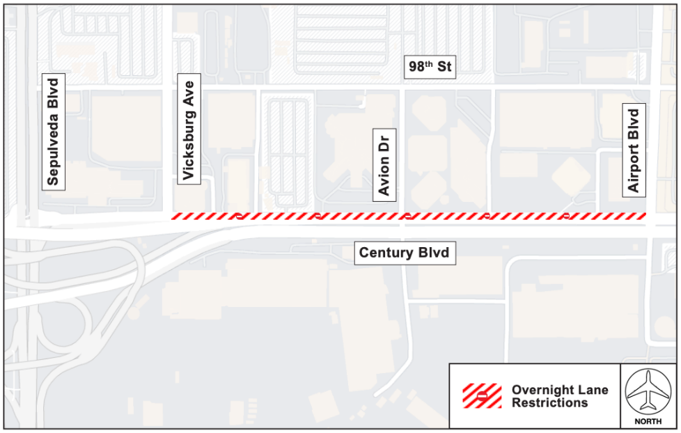Lane Restrictions on Westbound Century Blvd