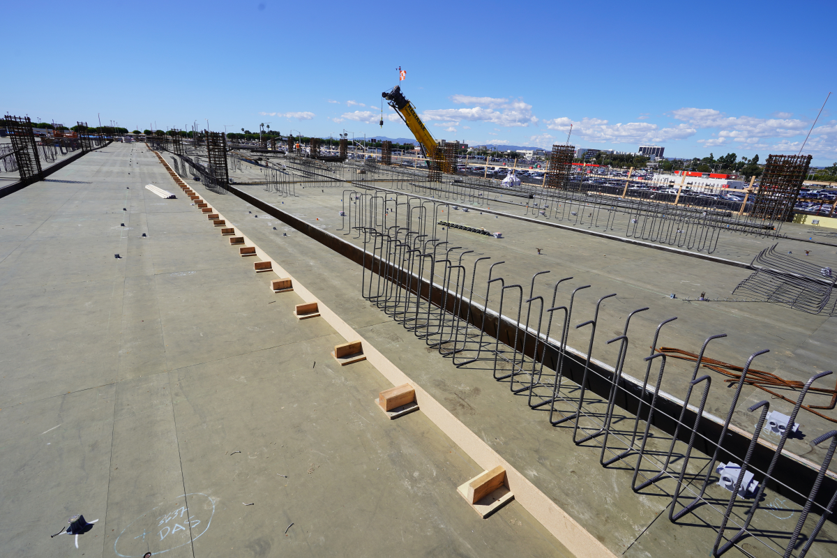 A view of completed concrete work on the second level of the Intermodal Transportation Facility – West