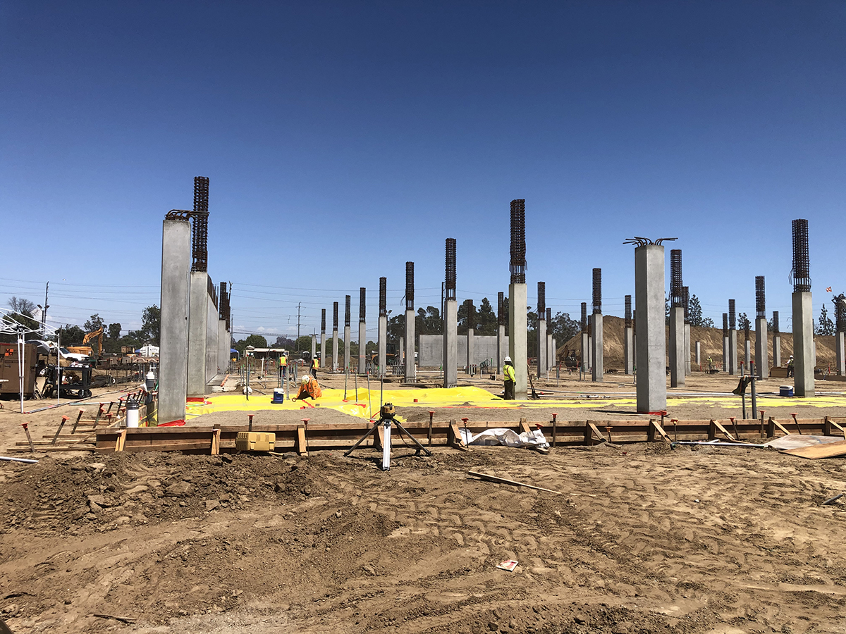 Column construction at the Consolidated Rent-A-Car facility site.