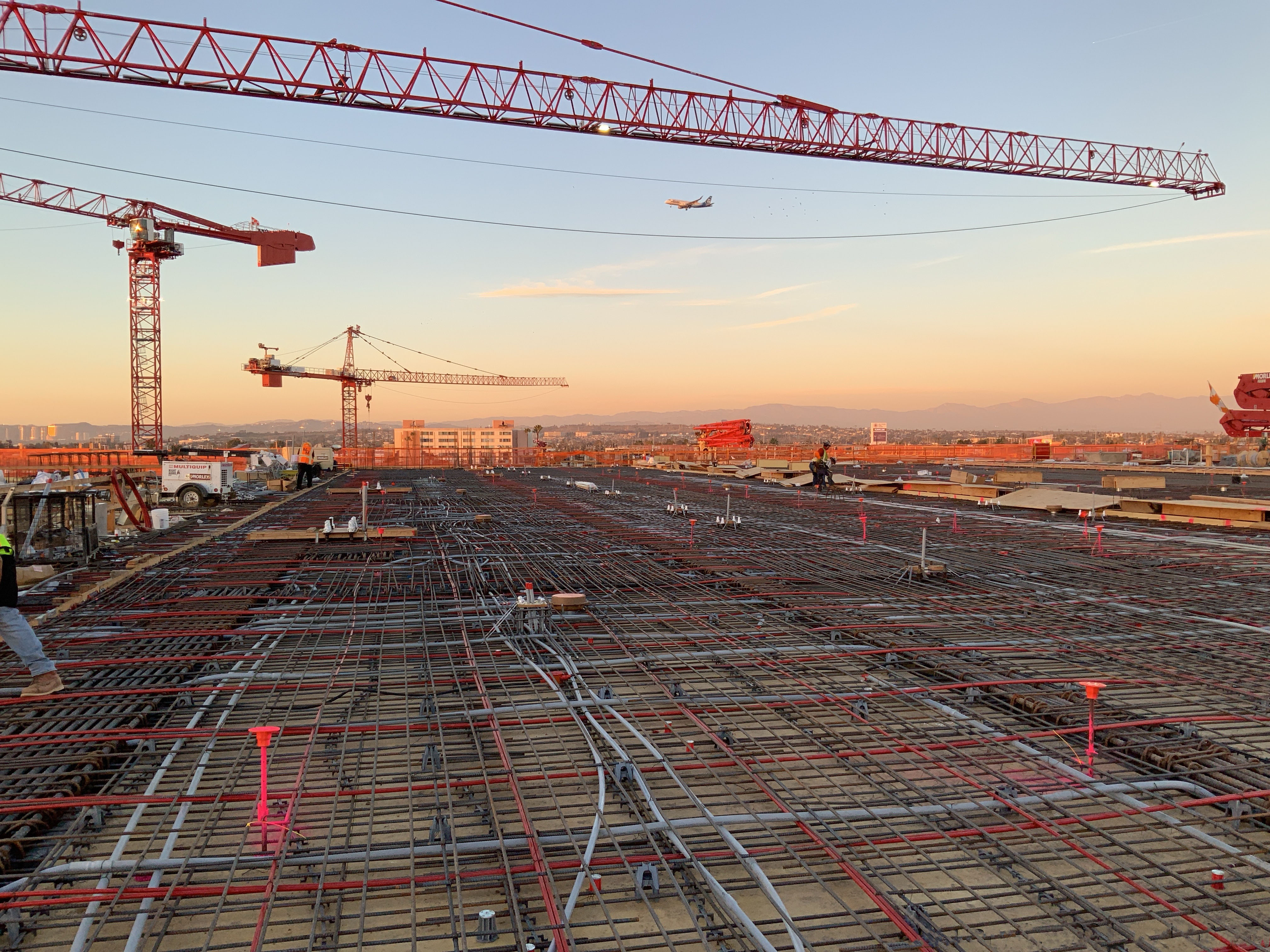Completed rebar, electrical conduits and embeds on the fifth level of the Consolidated Rent-A-Car (ConRAC) facility Ready Return building in preparation for a concrete deck pour.