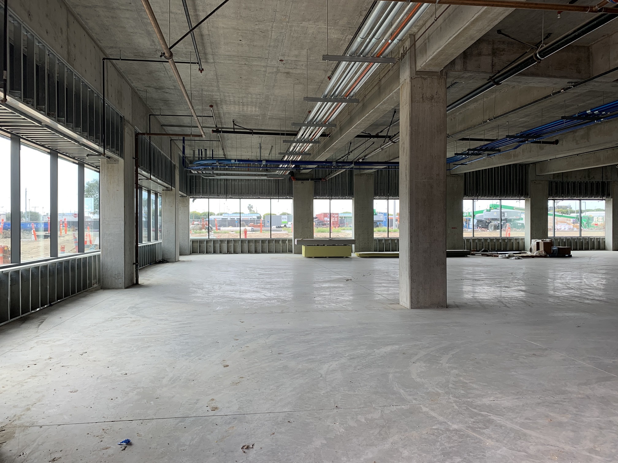 A view of the future Security and Badging Office lobby at the Intermodal Transportation Facility-West.