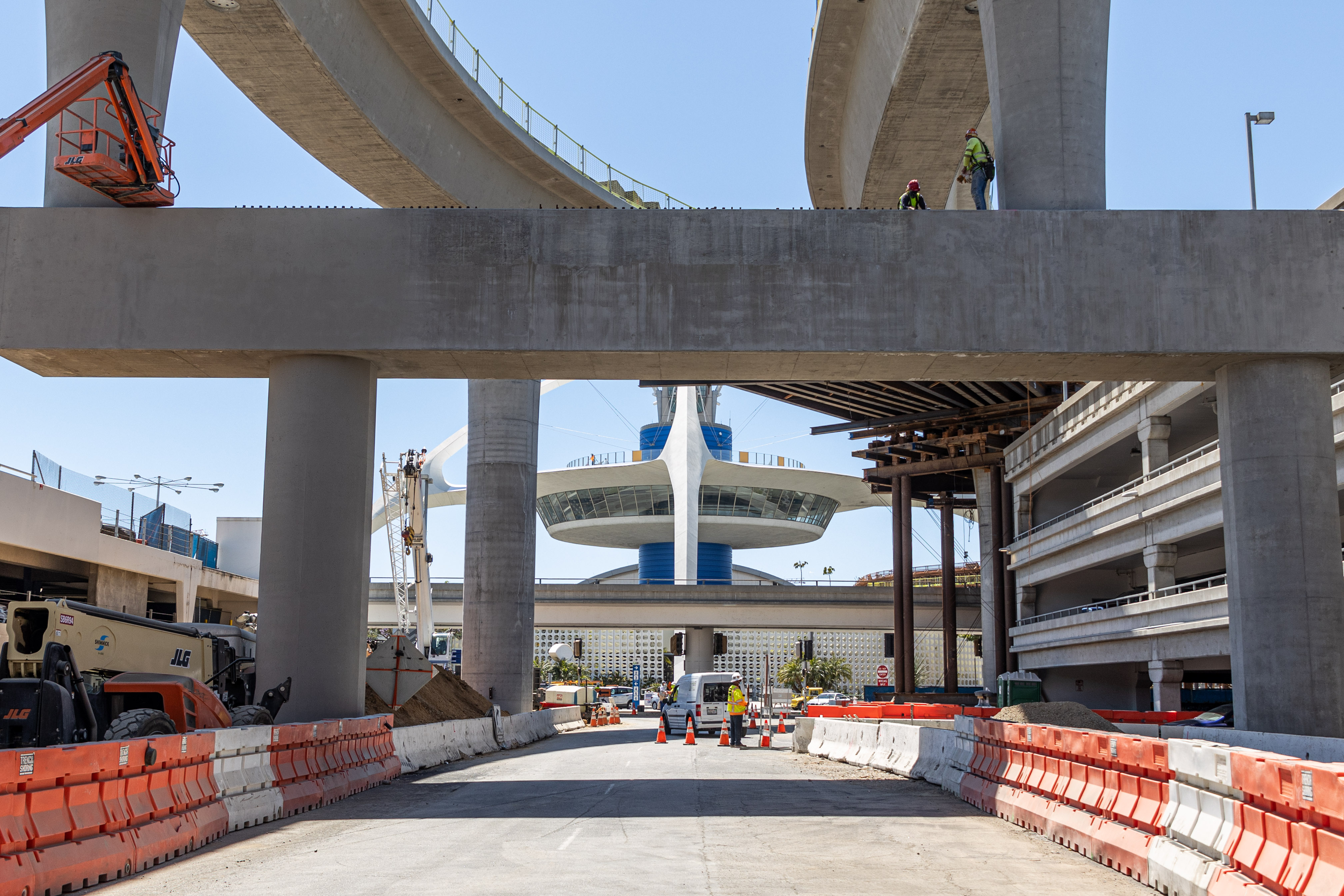 Guideway falsework has been removed at the East Central Terminal Area Station. 