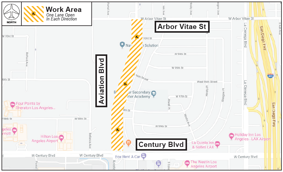 SATURDAY LANE CLOSURES ON AVIATION BOULEVARD FOR UTILITY INVESTIGATIONS