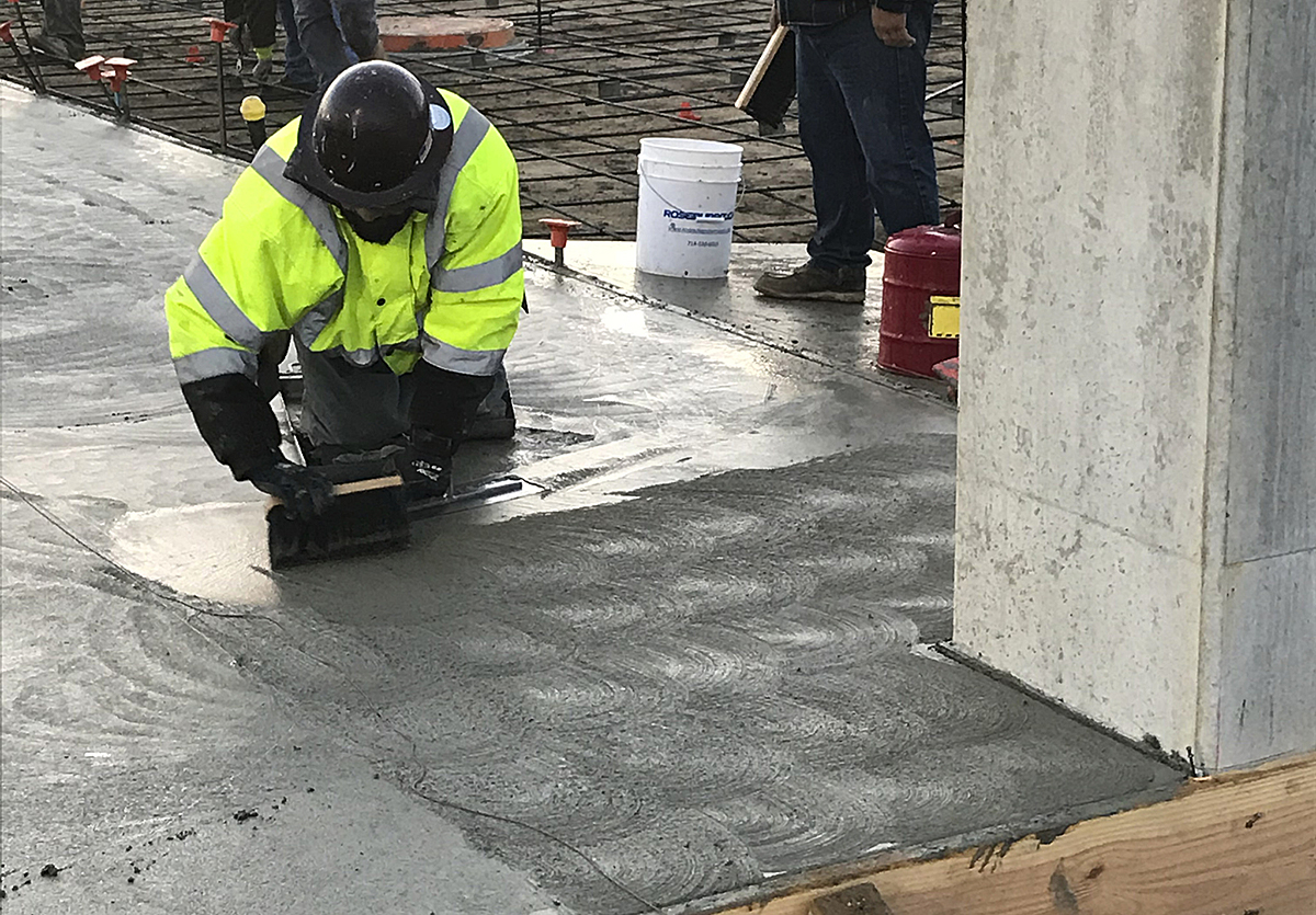 The first completed slab-on-grade pour at the Intermodal Transportation Facility - West