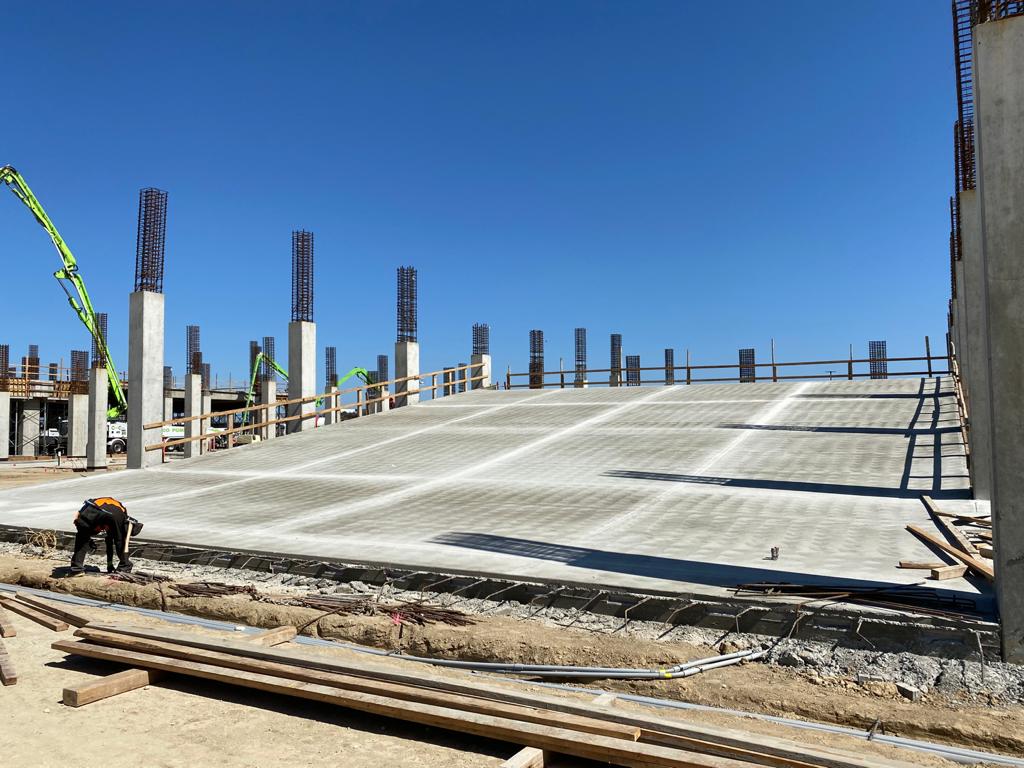 Construction on one of the ramps leading to the second level of the Intermodal Transportation Facility – West