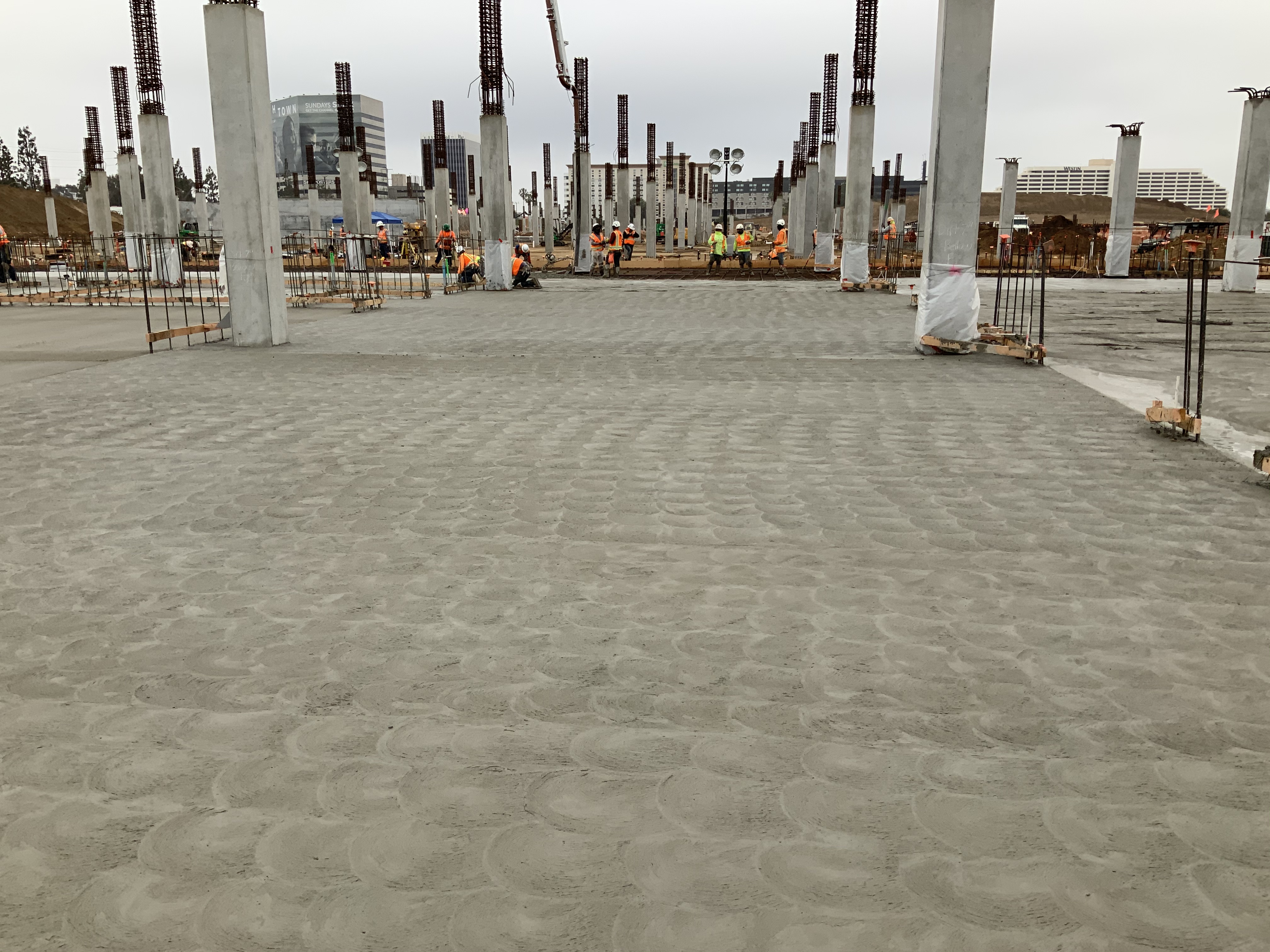 The finished product after the first slab-on-grade pour at the Consolidated Rent-A-Car facility site.