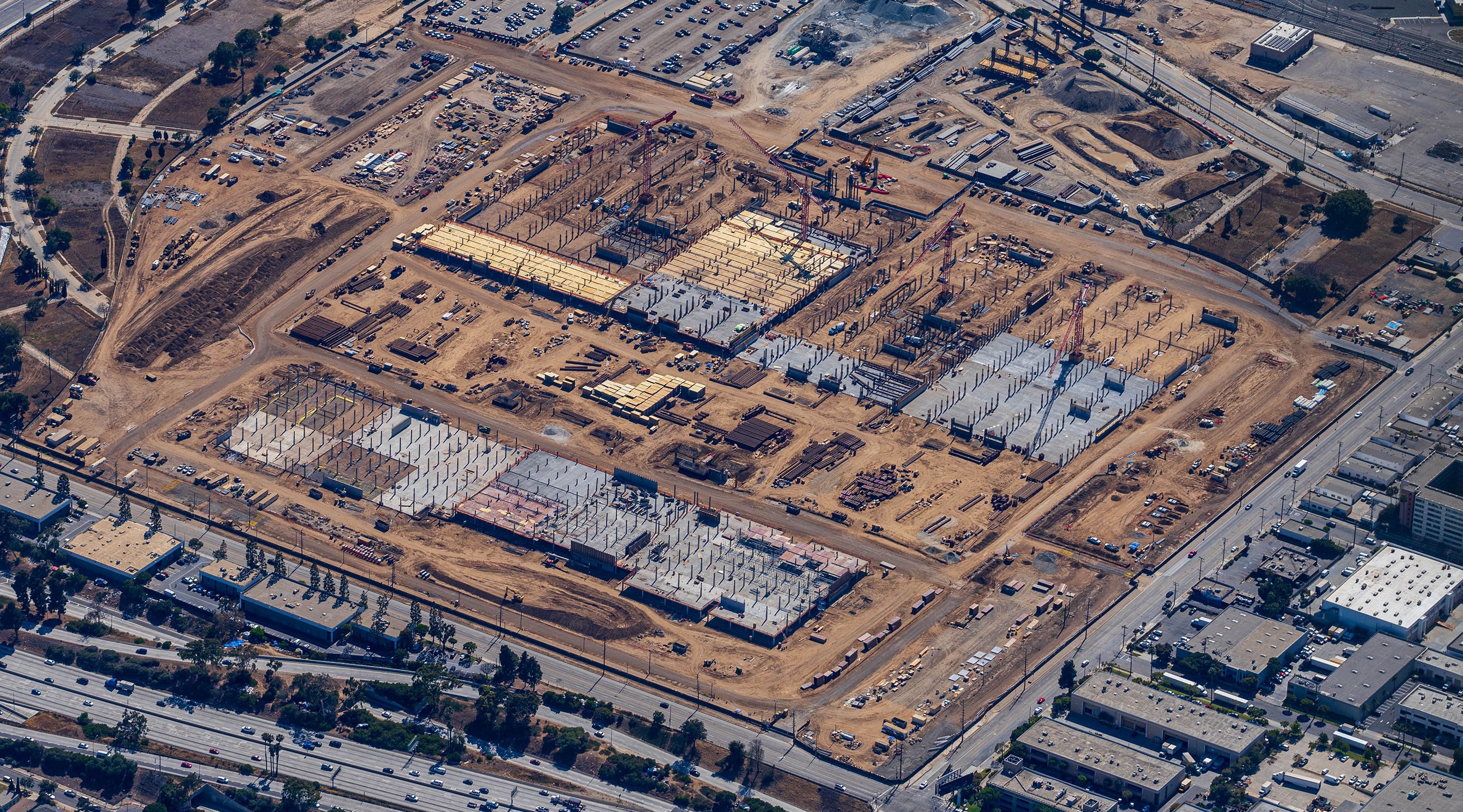 Aerial view of the Consolidated Rent-A-Car facility construction project