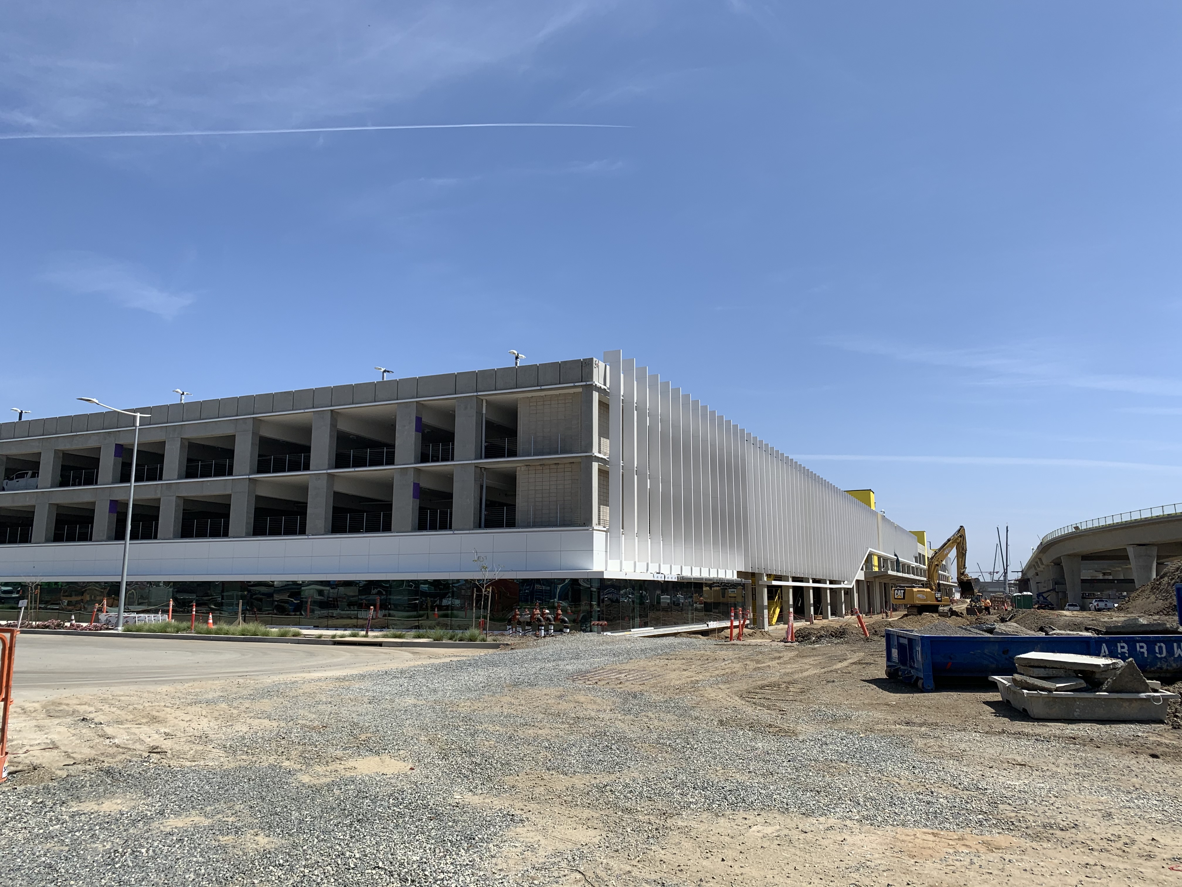 The southwest side of the Intermodal Transportation Facility-West, where the Security & Badging Office will be located on the first floor.