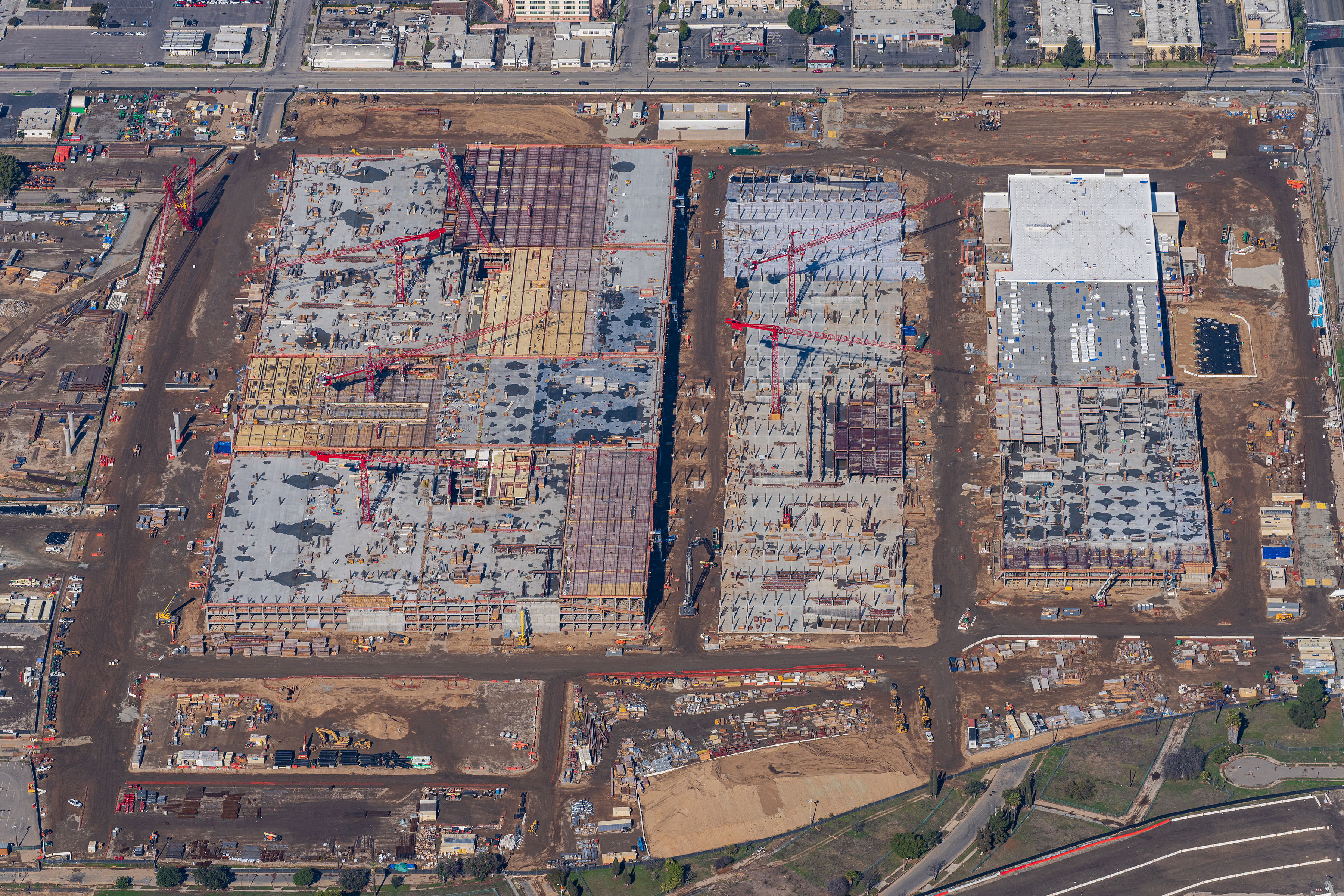 Aerial view of Consolidated Rent-A-Car (ConRAC) facility construction site.