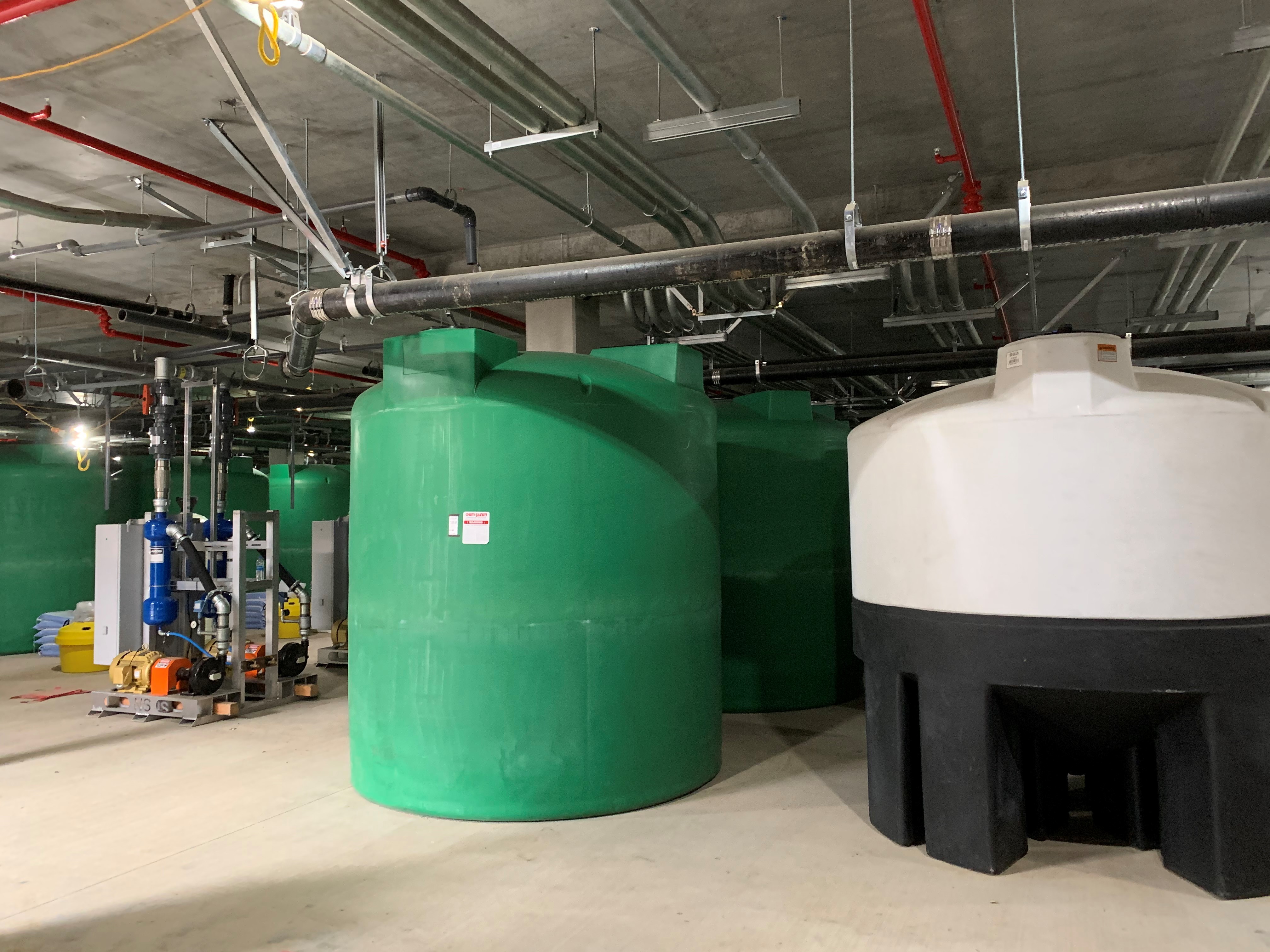 Reclaim Water Tanks in the Quick Turn Around (QTA) building at the Consolidated Rent-A-Car (ConRAC) facility.