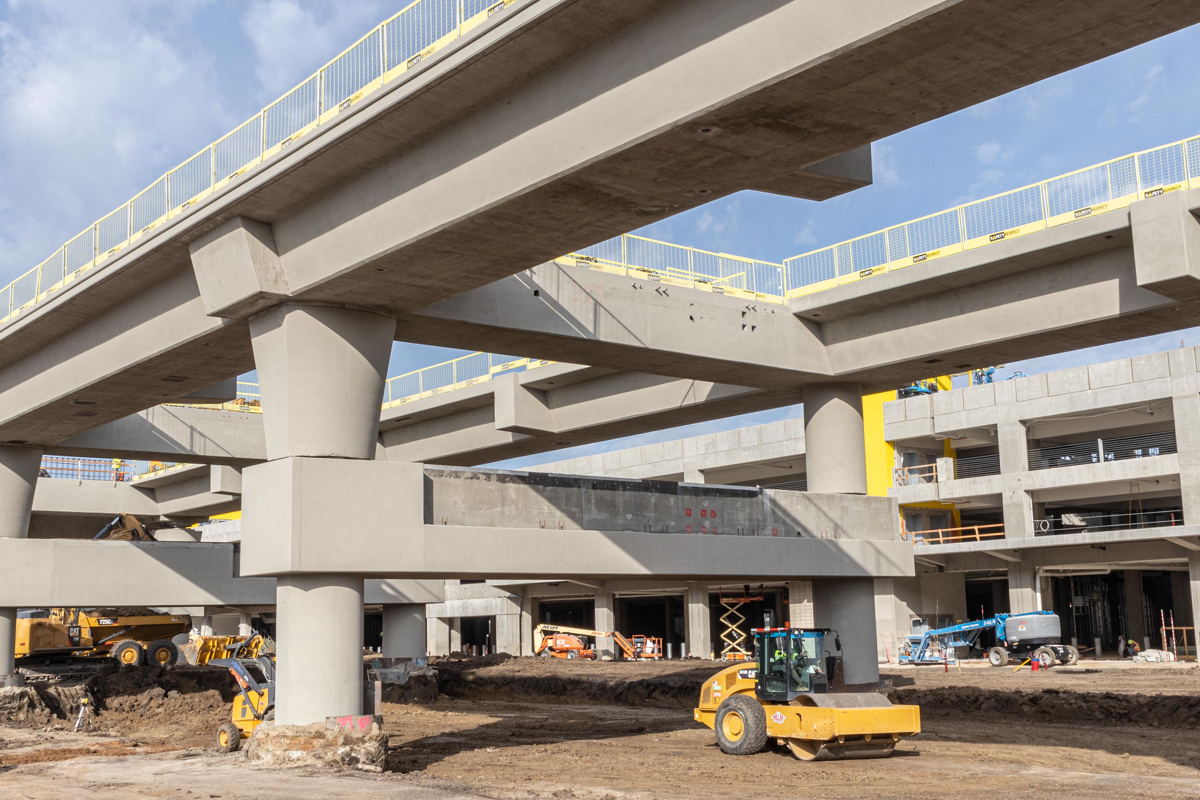 With the guideway superstructure in place, construction can begin on the future ITF-West station.