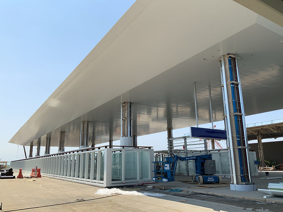 Station canopy and guideway barrier walls
