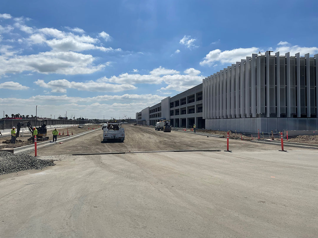 Picture - entry road into the Intermodal Transportation Facility-West