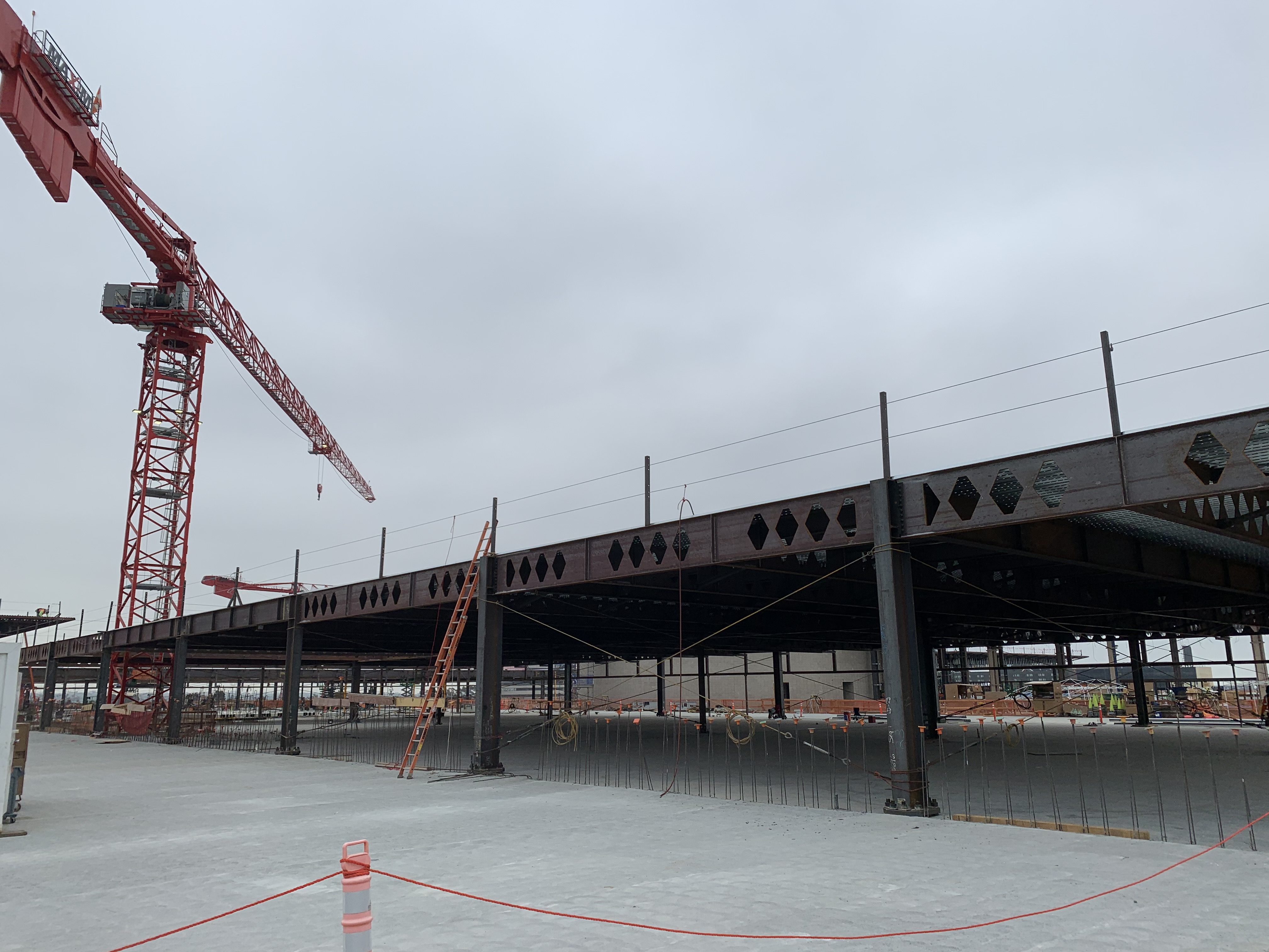 Structural steel installation at the Consolidated Rent-A-Car facility.