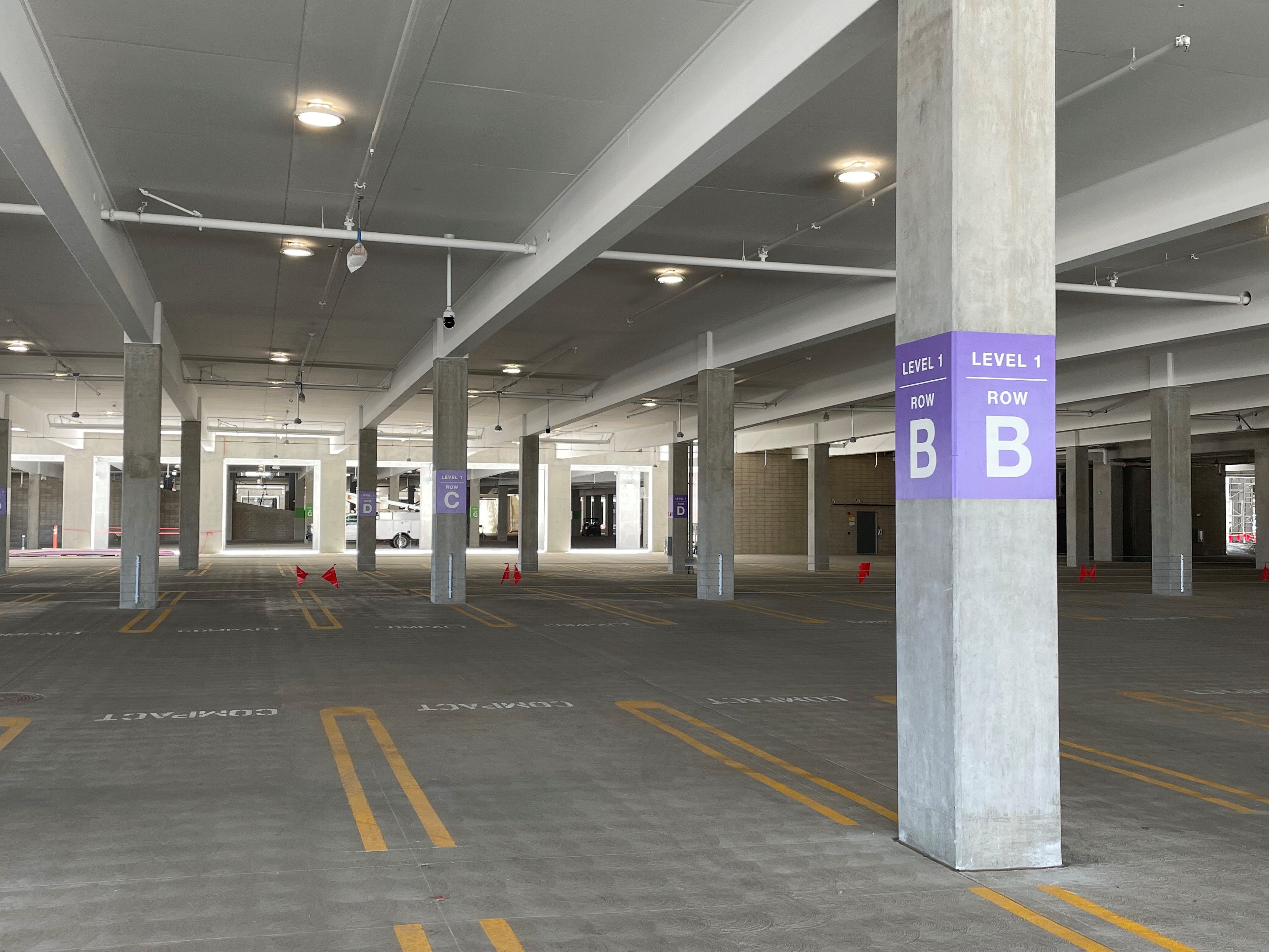 A view of the interior parking area at the Intermodal Transportation Facility-West.