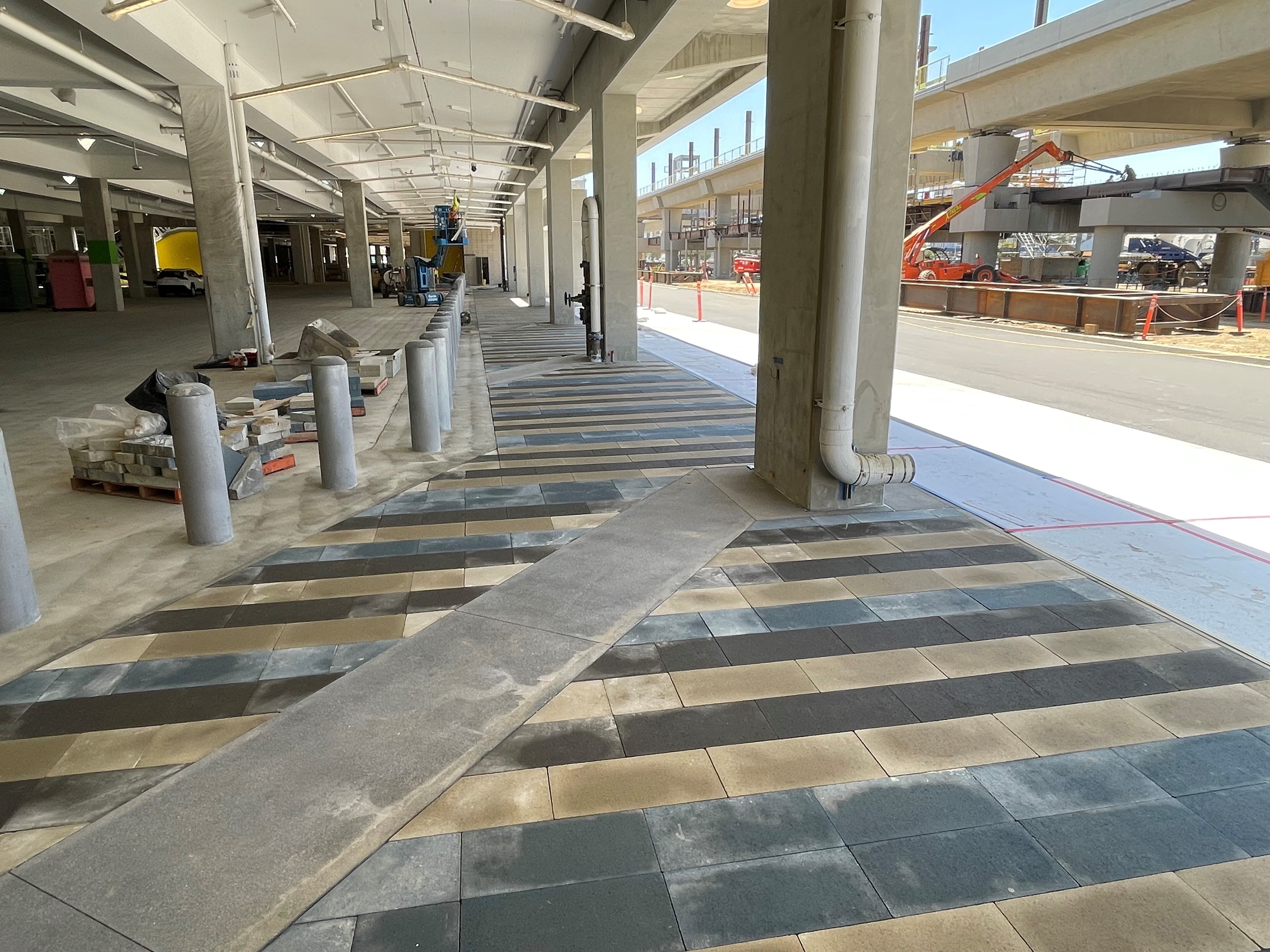 A view of the passenger walkway at the Intermodal Transportation Facility-West.