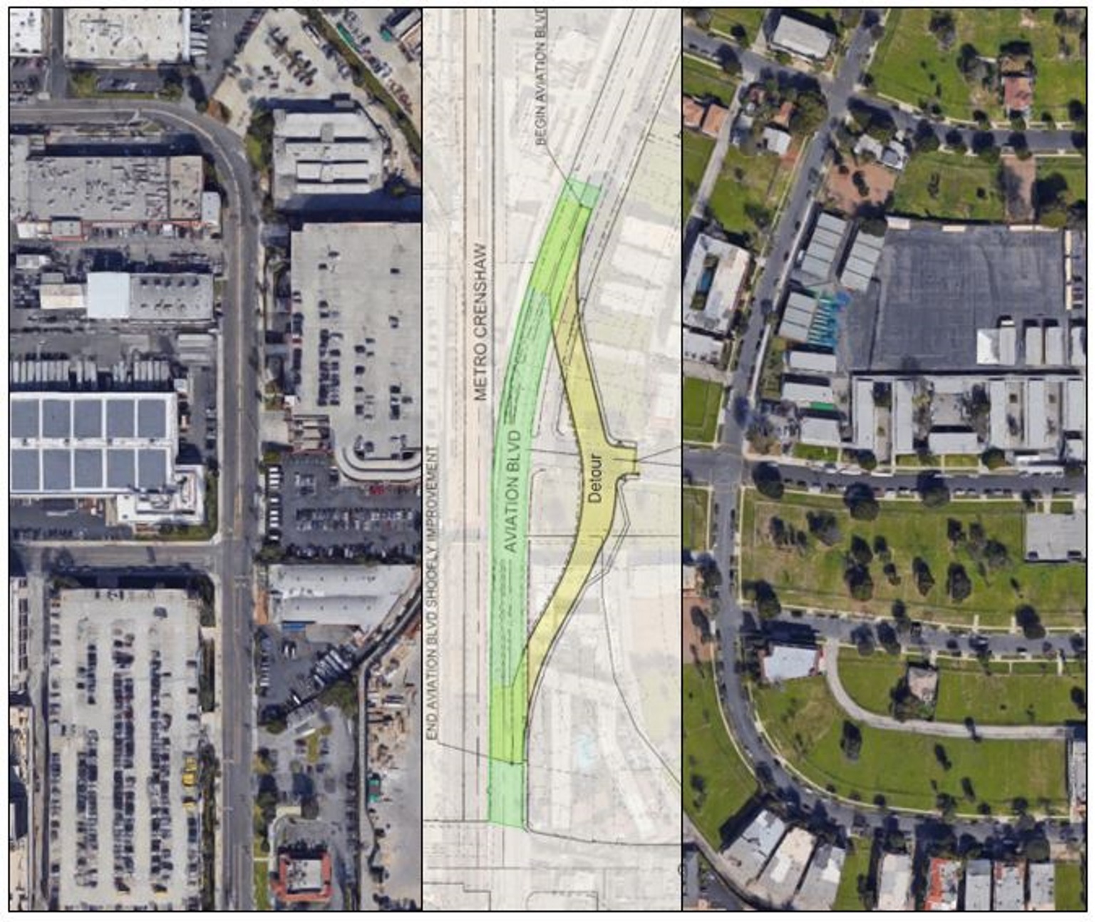 Lane closures and lane shifts will be implemented on Aviation Boulevard between Arbor Vitae Street and Century Boulevard