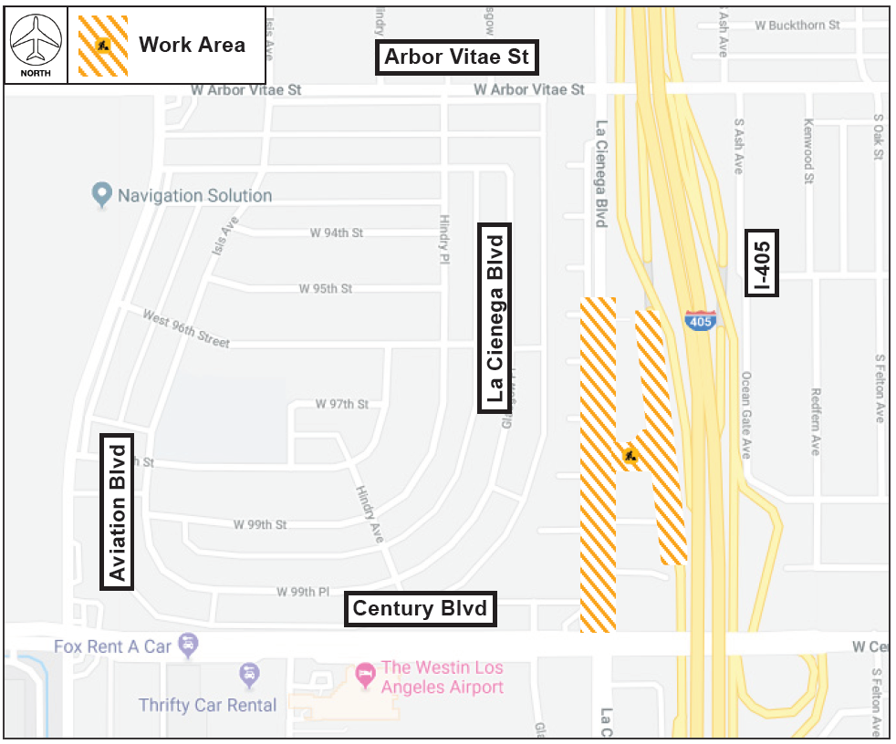 Single Lane Closures on La Cienega Boulevard and Nightly Closures to 405 On/Off Ramps for Utility Investigations