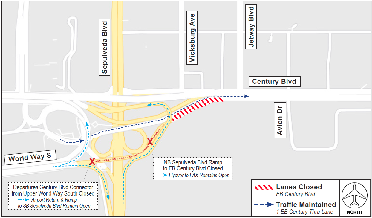 LANE RESTRICTIONS: Eastbound Century Boulevard and Select LAX Ramps