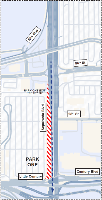 LANE RESTRICTIONS: SB Sepulveda Boulevard between 98th Street & Century Boulevard