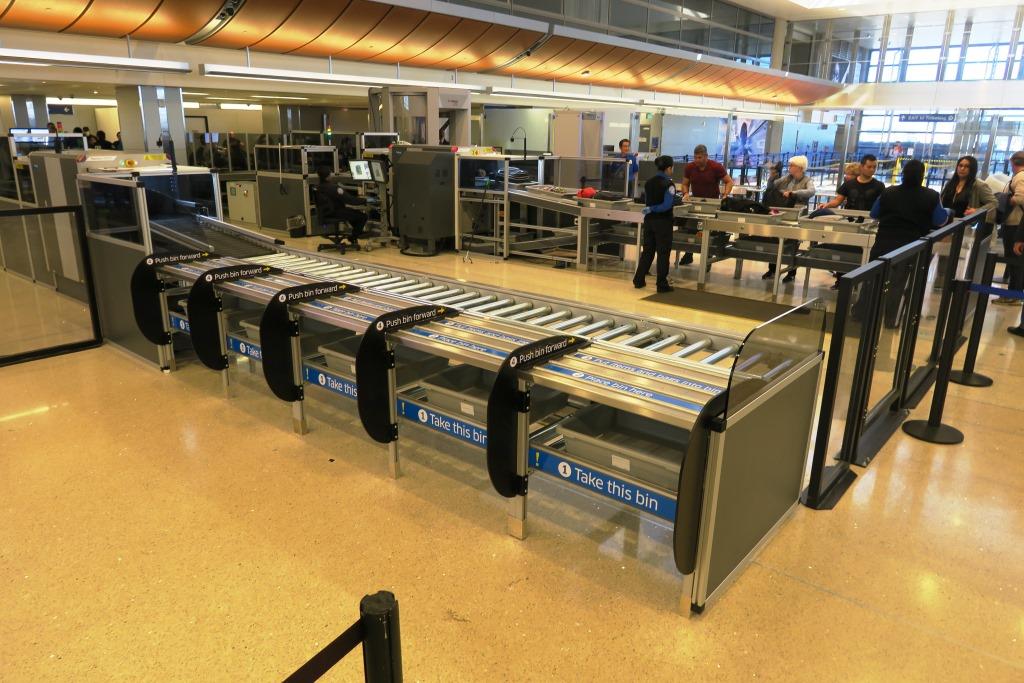 The automated screening lanes in Tom Bradley International Terminal